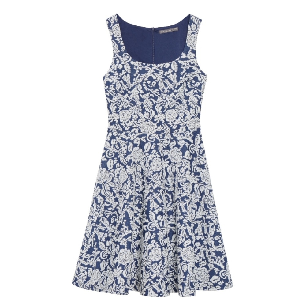 Brixon Ivy Stitch Fix stretch brocade navy dress